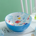 8 inch Cartoon design Large bowl Natural Japanese Ceramic Bowl Gift Set Blue and White Porcelain Bowl